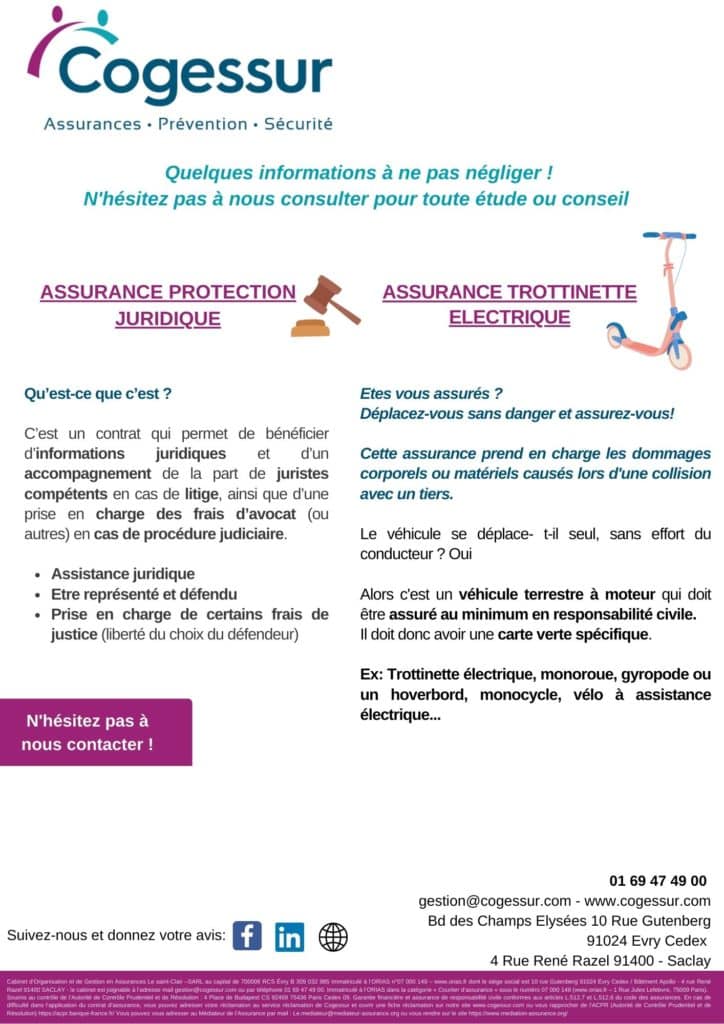 Assurance protection juridique & assurance trottinette électrique