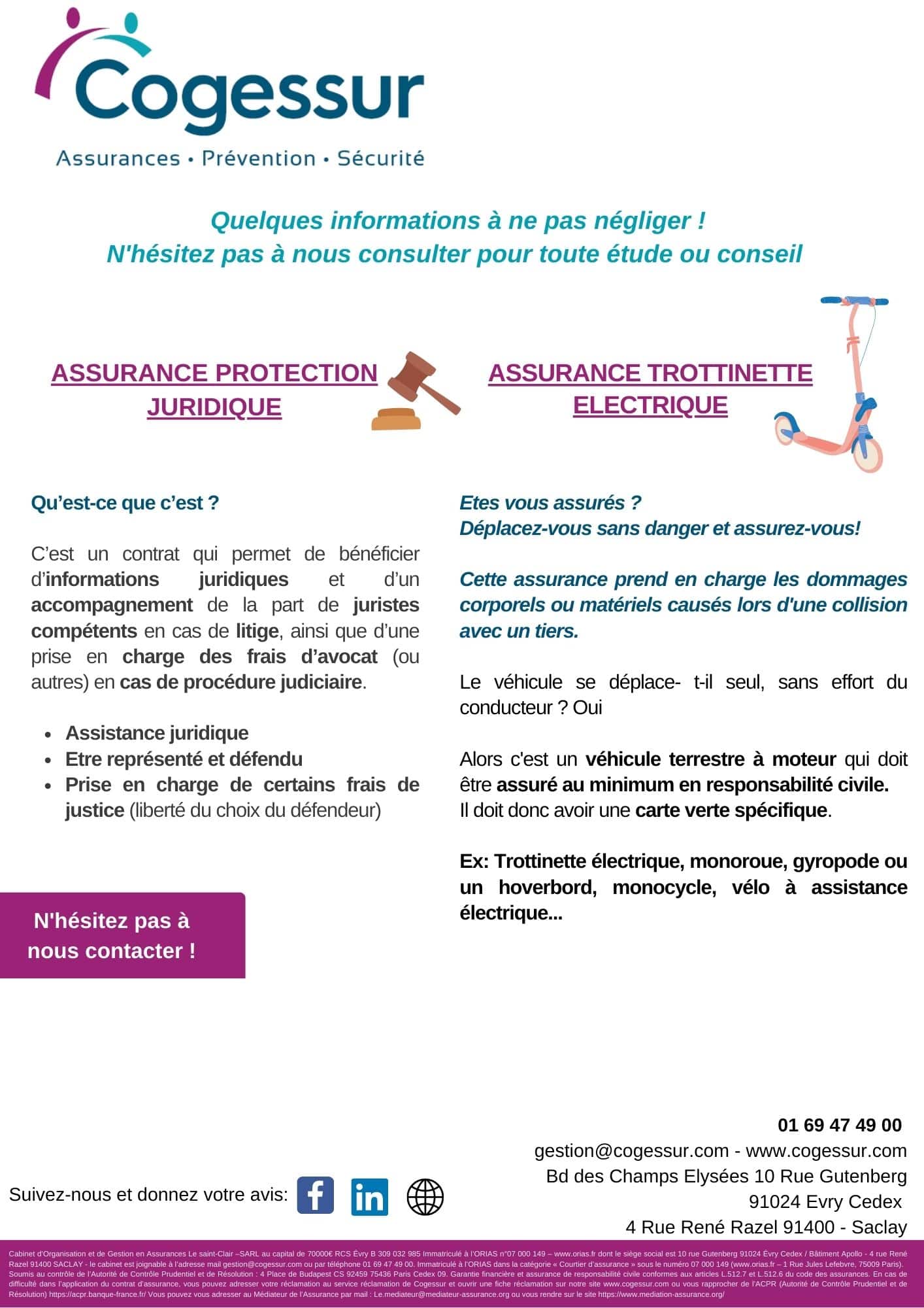 Assurance protection juridique & assurance trottinette électrique
